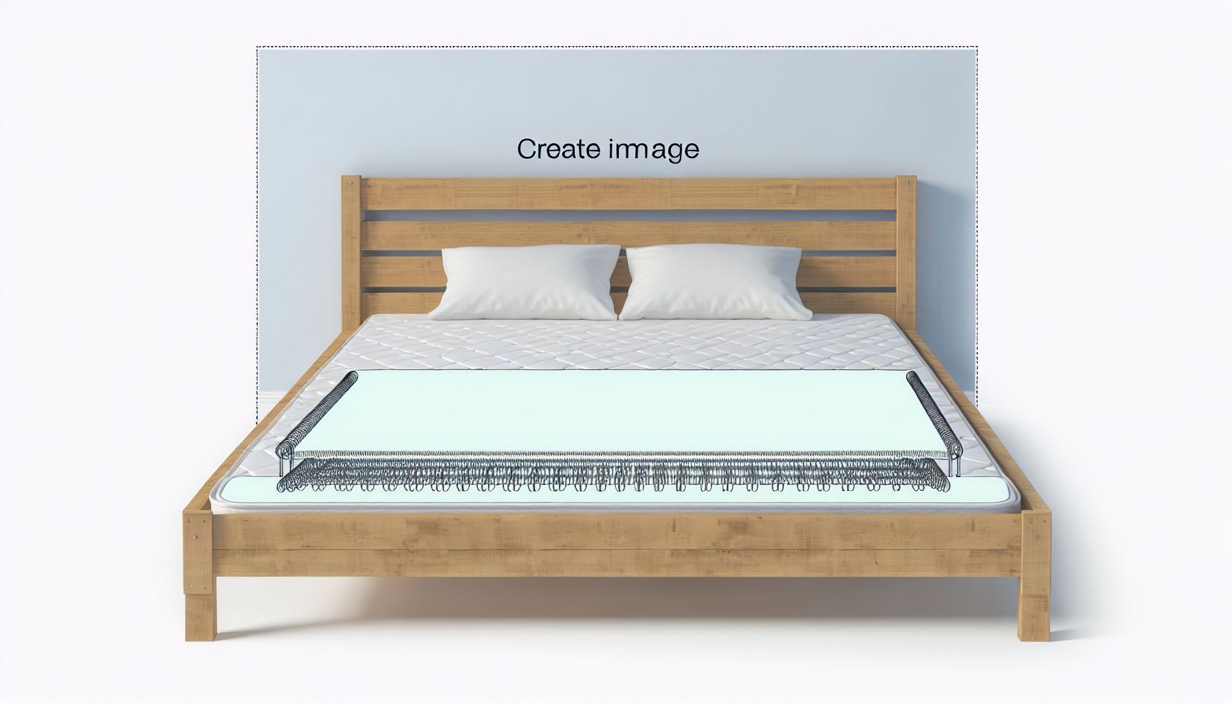 Erstellen Sie ein Bild eines Boxspringbettes, das typischerweise in westlichen Schlafzimmern zu finden ist. Es sollte einen stabilen Holz- oder Metallrahmen haben, der Reihen von flexiblen Federn beherbergt, die zusÃ¤tzlichen Halt und Federung bieten. Das Bett sollte mit einer bequemen Matratze bedeckt sein und mit einem sauberen, einladenden Set aus Bettlaken, Kissen und einer gemÃ¼tlichen Decke dekoriert sein.